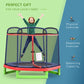 Outsunny 84.75" Kids Trampoline 7 FT Indoor Outdoor Trampolines with Safety Net Enclosure Built-in Zipper Padded Covering, for Boys and Girls, Red