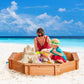 Outsunny Kids Sandbox with Cover and Seat, Outdoor Children Sand Playset for Backyard, Boys and Girls, Red, 55" x 55" x 8.5"