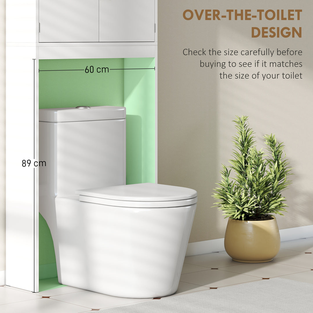 HOMCOM Over The Toilet Storage Cabinet, Freestanding 4-Tier Bathroom Organizer with Adjustable Shelf and 2 Doors, White
