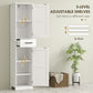 HOMCOM 67" Tall Bathroom Cabinet, Narrow Bathroom Storage Cabinet with Drawer, Barn Doors and Adjustable Shelves, White
