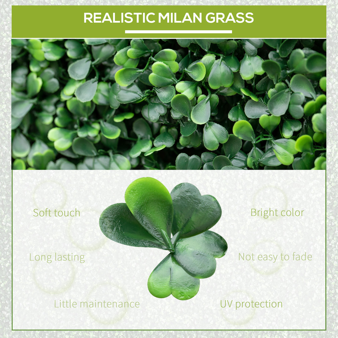 Outsunny 12-Piece Milan Artificial Grass, Fake Green Wall Grass with Water Drainage for Home, Garden, Light Green, 19.75" x 19.75"