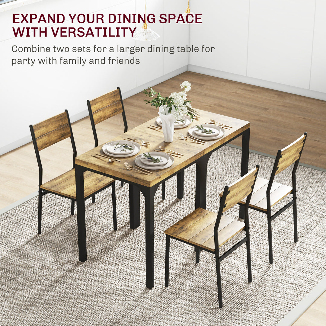 HOMCOM Dining Table Set for 2, 3 Piece Kitchen Table and Chairs with Metal Legs for Small Spaces, Natural Wood