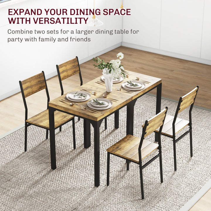 HOMCOM Dining Table Set for 2, 3 Piece Kitchen Table and Chairs with Metal Legs for Small Spaces, Natural Wood