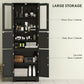 HOMCOM Freestanding Bathroom Cabinet with Glass/Louvred Doors, Tall Bathroom Cabinet for Kitchen, Study, Living Room, Black