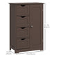 kleankin Bathroom Storage Cabinet, Floor Cabinet with Adjustable Shelf and 4 Drawers, Side Cabinet for Washroom, White