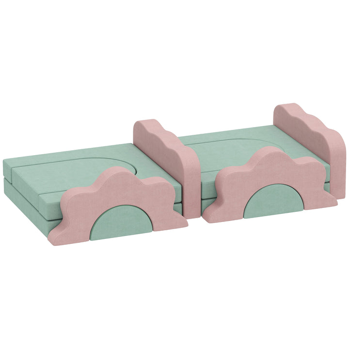 Qaba 12-Piece Climbing Toys for Toddlers with Ball Pit (Balls not Included), Indoor Climb and Crawl Activity Play Set, Grey