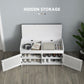 HOMCOM Entryway Bench with Cushion, Hidden Storage, Adjustable Shelves and Shutter Doors, 35.4" Shoe Bench, White