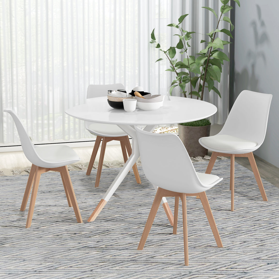 HOMCOM Modern Dining Table Chairs Set of 4, Rubber Wood Kitchen Table Chairs with PU Leather Cushion for Living Room, Bedroom