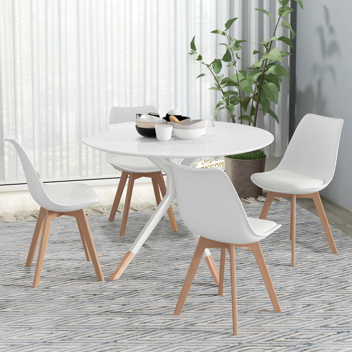 HOMCOM Modern Dining Table Chairs Set of 4, Rubber Wood Kitchen Table Chairs with PU Leather Cushion for Living Room, Bedroom