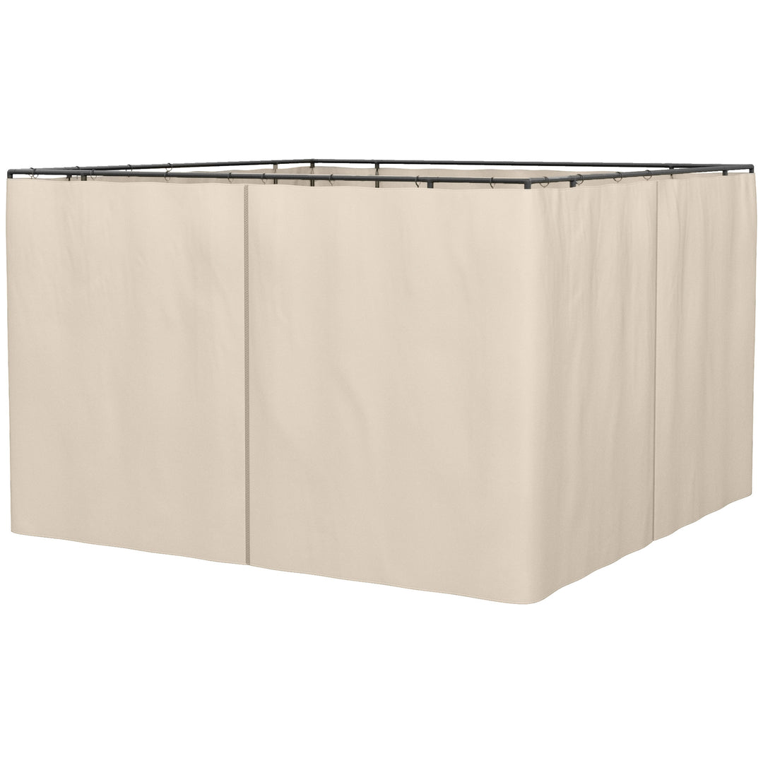 Outsunny 10' x 10' Universal Gazebo Sidewall Set with 4 Panels, Hooks/C-Rings Included for Pergolas & Cabanas, Beige