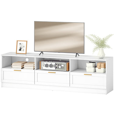 HOMCOM TV Stand with Storage, Modern Entertainment Center with 3 Cabinets and 3 Open Shelves, for TVs up to 85", White