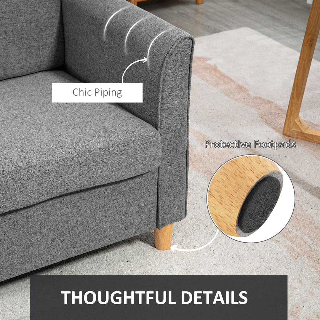 HOMCOM 2-Seat Sofa Two-Seater Couch with Armrests and Wood Legs for Living Room, Bedroom, Dark Grey