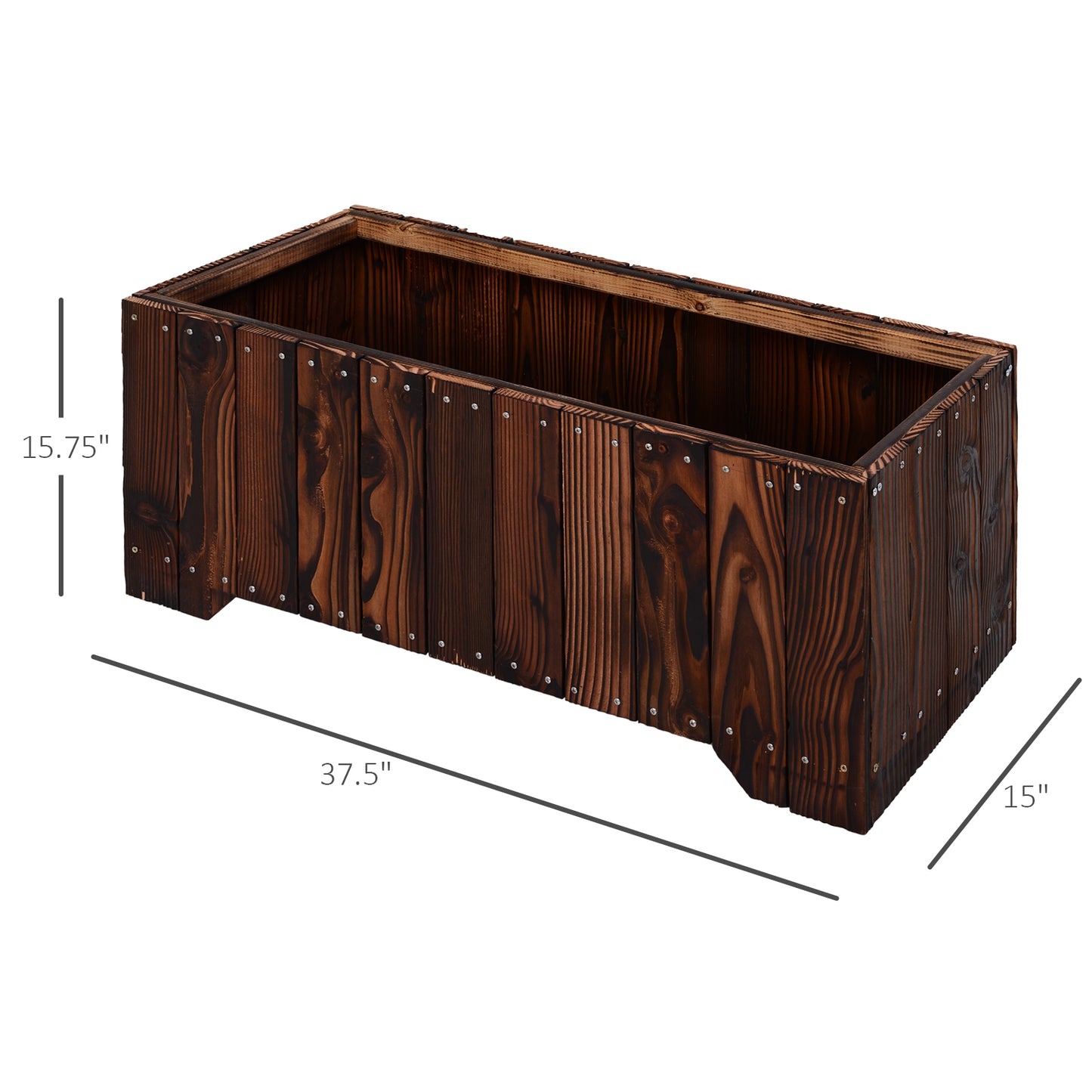 Outsunny 40" x 16" x 12"  Wooden Raised Garden Bed, Raised Planter Box, Planter Raised Bed with Drainage Holes, Natural