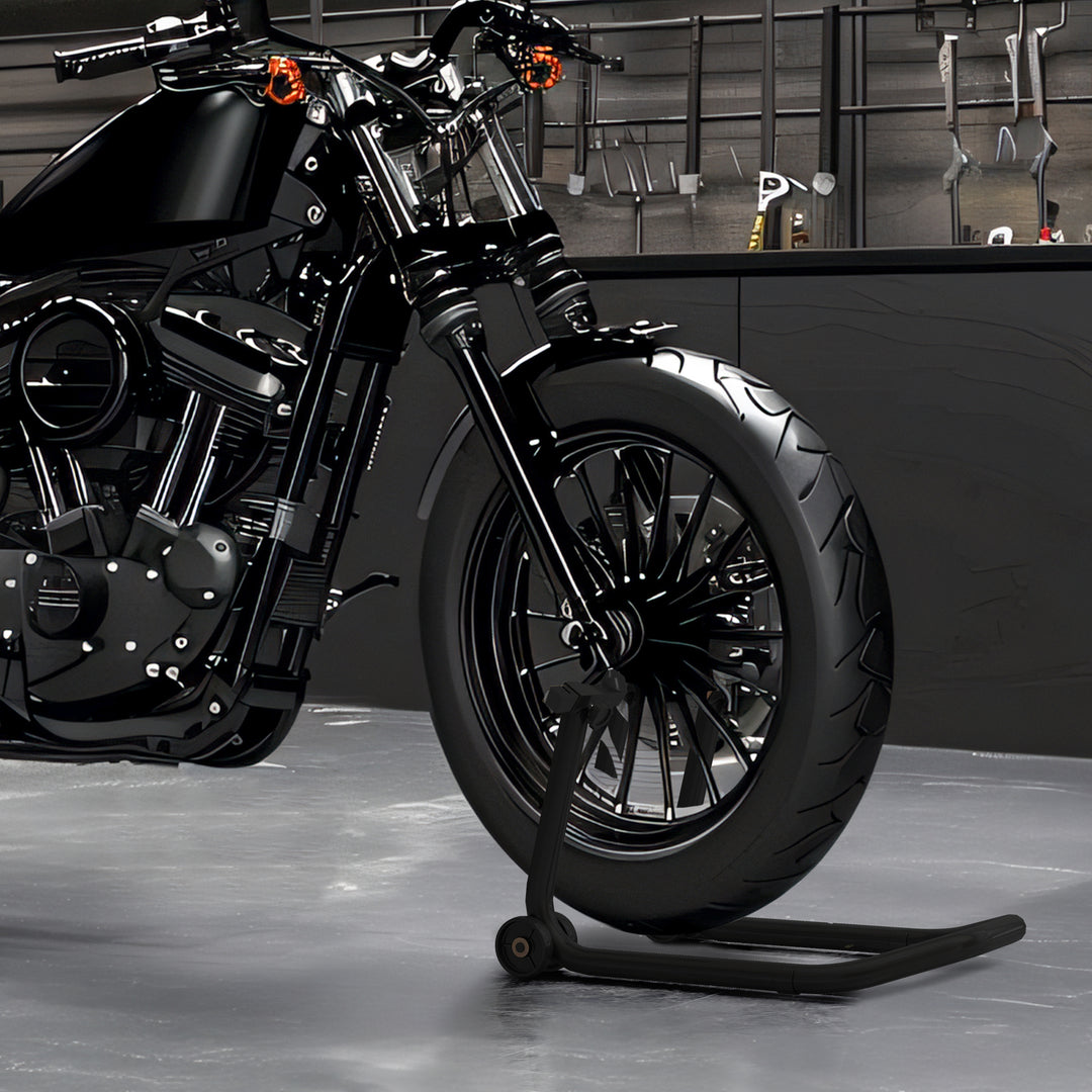 HOMCOM Convertible Motorcycle Stand, Front & Rear Motorcycle Lift with 3 Types of Adaptors, Universal Paddock Lift Stand, Black