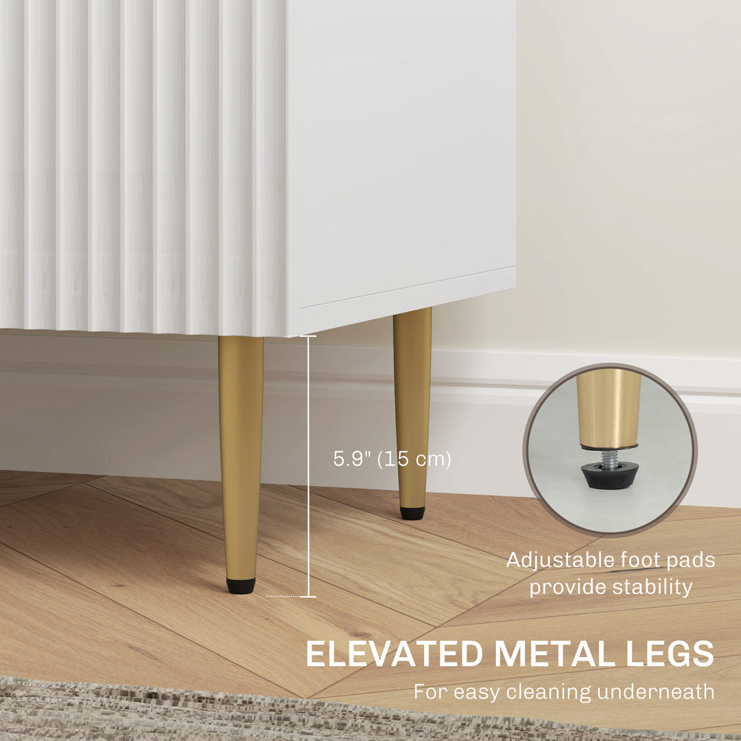 HOMCOM Modern Kitchen Storage Cabinet, Sideboard Buffet Cabinet w/ 3 Drawers and Adjustable Shelves for Kitchen Hallway, Grey