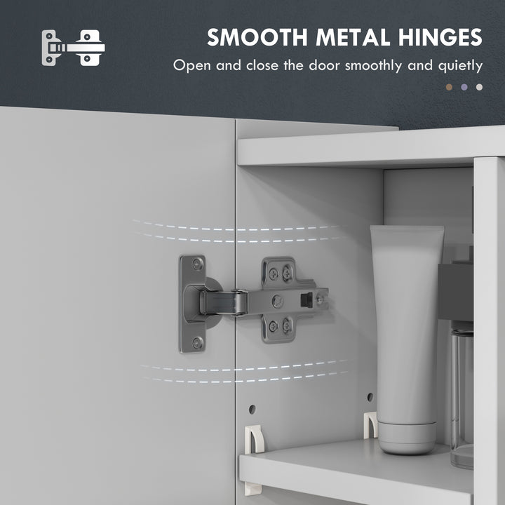 kleankin Wall Mounted Bathroom Medicine Cabinet with Mirror and Adjustable Shelves, Grey