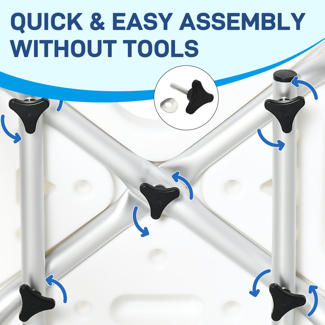 HOMCOM Adjustable Shower Chair, Bath Chair with U Shaped Seat, Anti-slip Shower Bench for Seniors, Tool-Free Assembly, 299lbs