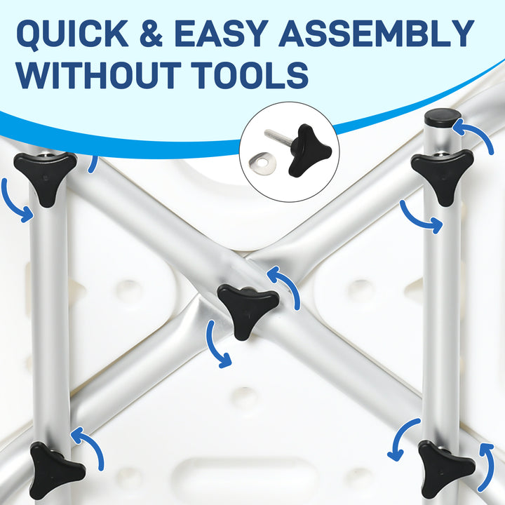 HOMCOM Adjustable Shower Chair, Bath Chair with U Shaped Seat, Anti-slip Shower Bench for Seniors, Tool-Free Assembly, 299lbs