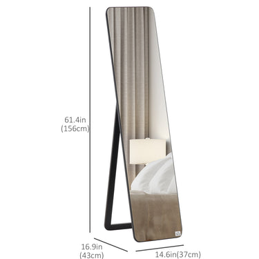 HOMCOM Full Length Mirror for Bedroom, Free Standing Dressing Mirror, Wall Mirror with Wood Frame, 15" x 61", Black
