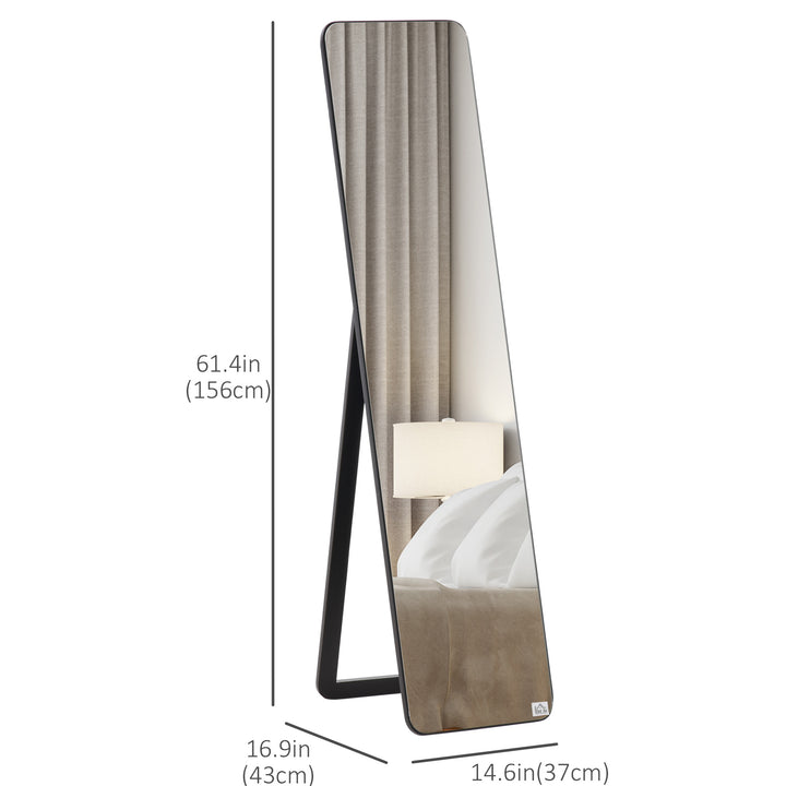HOMCOM Full Length Mirror for Bedroom, Free Standing Dressing Mirror, Wall Mirror with Wood Frame, 15" x 61", Black