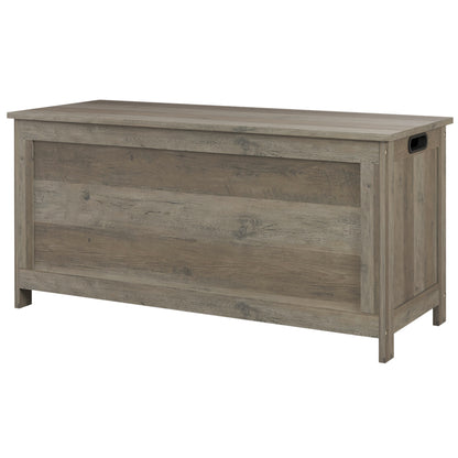 HOMCOM Storage Trunk with 2 Safety Hinges, Entryway Bench with Side Handles, Storage Chest for Living Room, Distressed Grey
