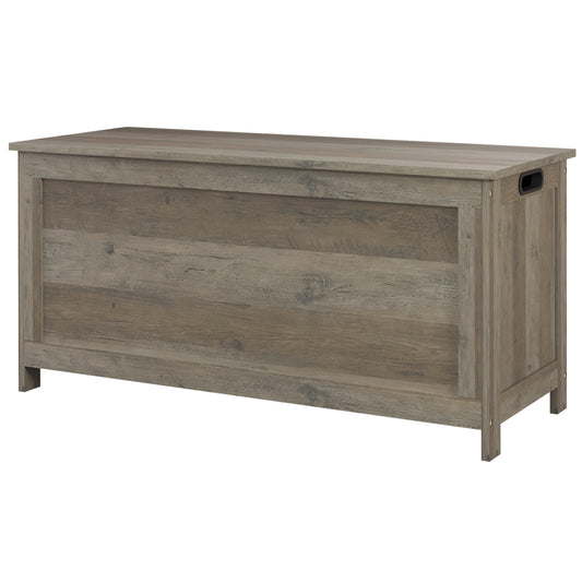 HOMCOM Storage Trunk with 2 Safety Hinges, Entryway Bench with Side Handles, Storage Chest for Living Room, Distressed Grey