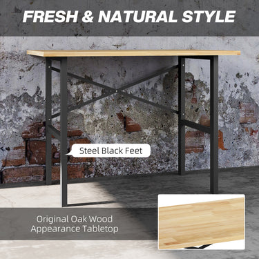 HOMCOM 46" Work bench Table Oak Wood Top, Heavy-Duty Steel Work Table High Stability Workstation, Natural Wood