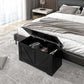 HOMCOM 31.5 Inches Storage Chest, Storage Trunk with 2 Safety Hinges, Wooden Box for Living Room, Black Wood Grain