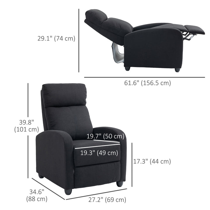 HOMCOM Fabric Recliner Chair Manual Home Theater Seating Single Reclining Sofa Chair with Padded Seat for Living Room, Dark Grey