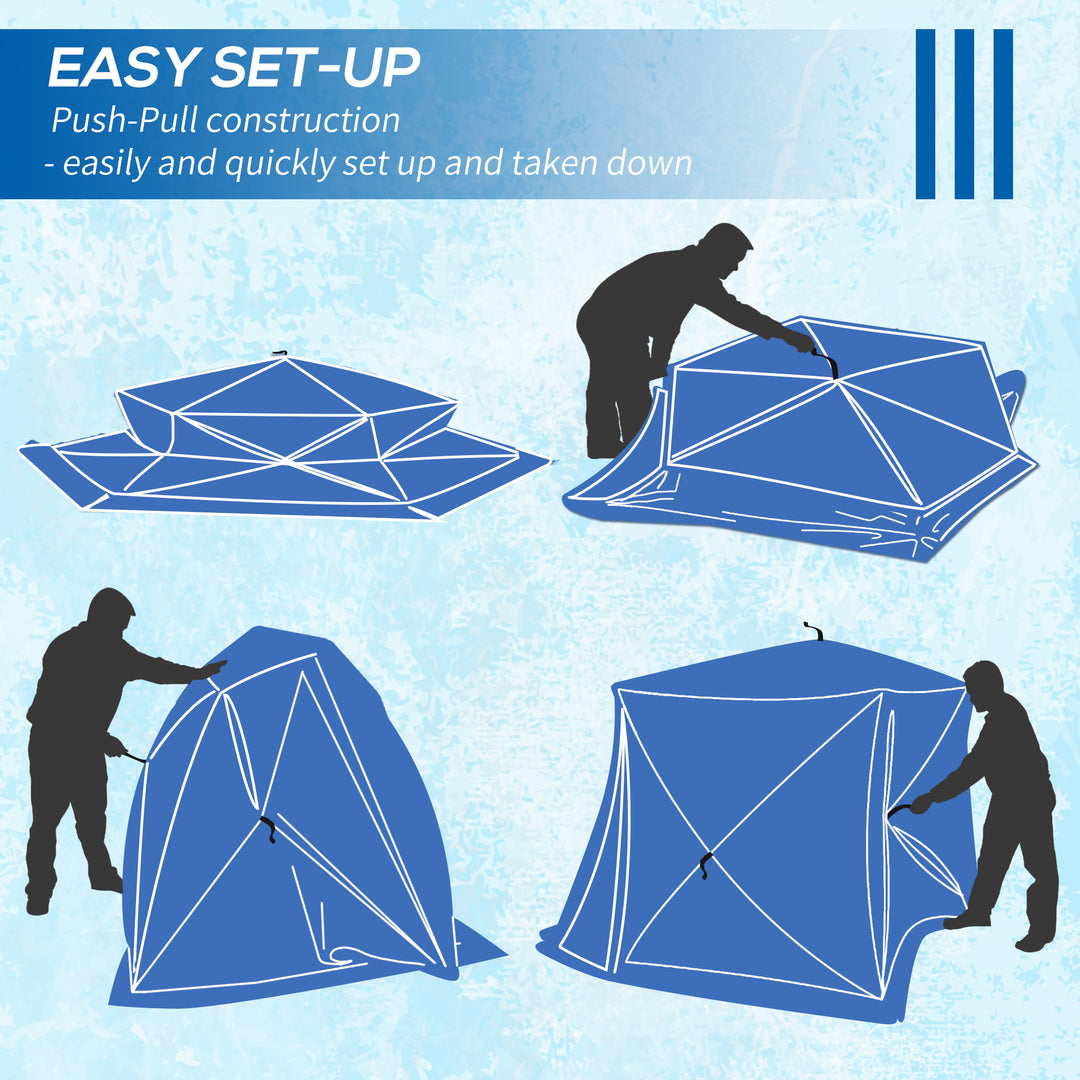 Outsunny 4 Person Insulated Ice Fishing Shelter, Pop-Up Portable Ice Fishing Tent with Carry Bag and Two Doors for -22℉, Black