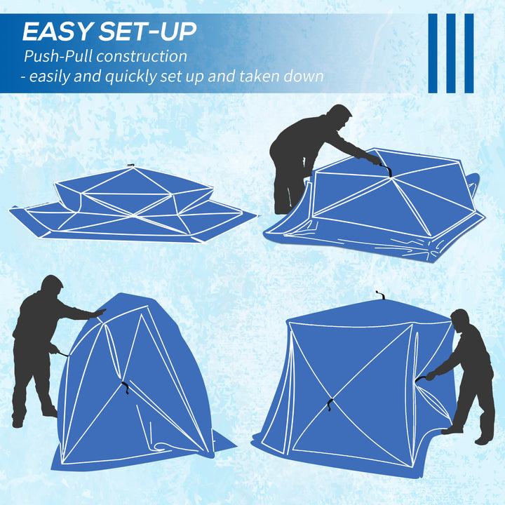 Outsunny 4 Person Insulated Ice Fishing Shelter, Pop-Up Portable Ice Fishing Tent with Carry Bag and Two Doors for -22℉, Black