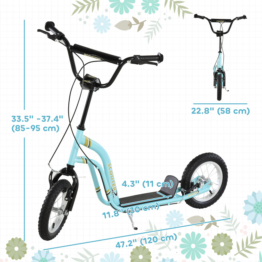 Aosom Dual Brakes Kick Scooter 12-Inch Inflatable Front Wheel Ride On Toy for Age 5+, Black