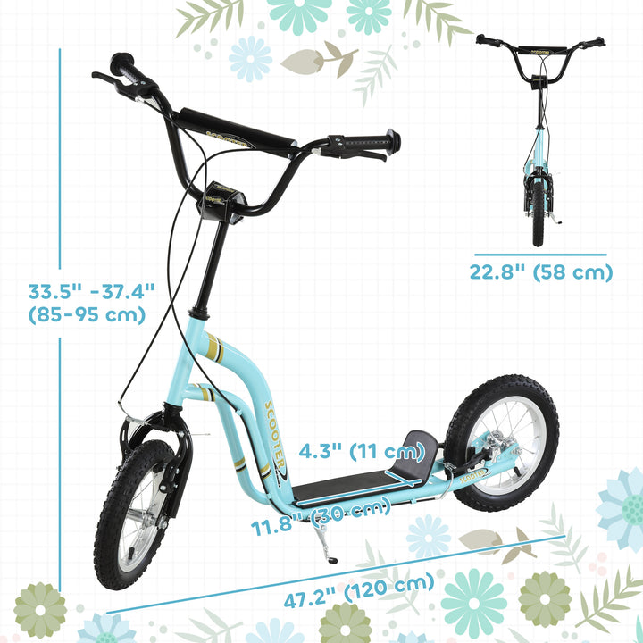 Aosom Dual Brakes Kick Scooter 12-Inch Inflatable Front Wheel Ride On Toy for Age 5+, Black