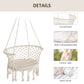 Outsunny Hanging Hammock Chair, Cotton Rope Porch Hammock Swing with Metal Frame and Cushion, Large Macrame Seat for Patio, Garden, Bedroom, Living Room,  Cream White