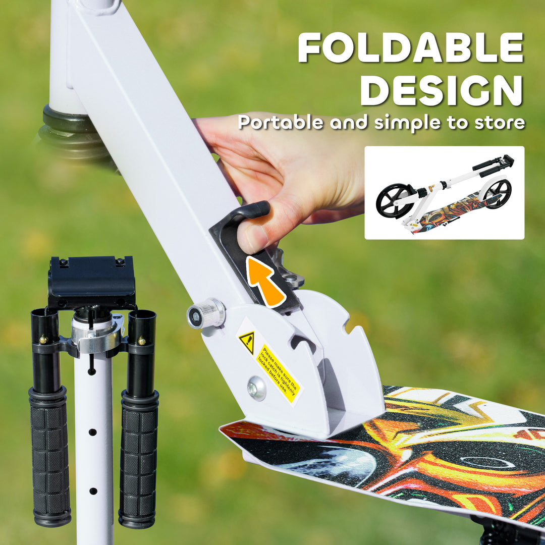 Qaba Kick Scooter for Kids Ages 6-12 with Adjustable Height, Rear-Fender Brake, 200mm Big Wheel, Foldable Design, Green