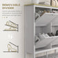 HOMCOM Entryway Shoe Storage Cabinet with 4 Flip Drawers, Adjustable Shelves, Narrow Shoe Cabinet for 20 Pairs of Shoes, White