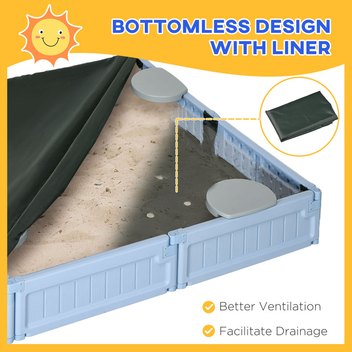 Outsunny Kids Outdoor Sandbox with Canopy, Bottom Fabric Liner, Brown