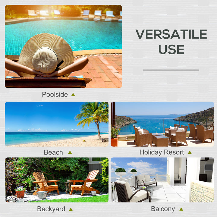 Outsunny Wicker Double Chaise Lounge Chair Outdoor Recliner 2 Person Rattan Patio Reclining Sunbed Furniture Cushioned w/Adjustable Backrest, Cream White