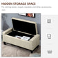 HOMCOM Storage Ottoman Bench Linen-Touch Fabric Tufted Chest Footstool with Flipping Top, Beige