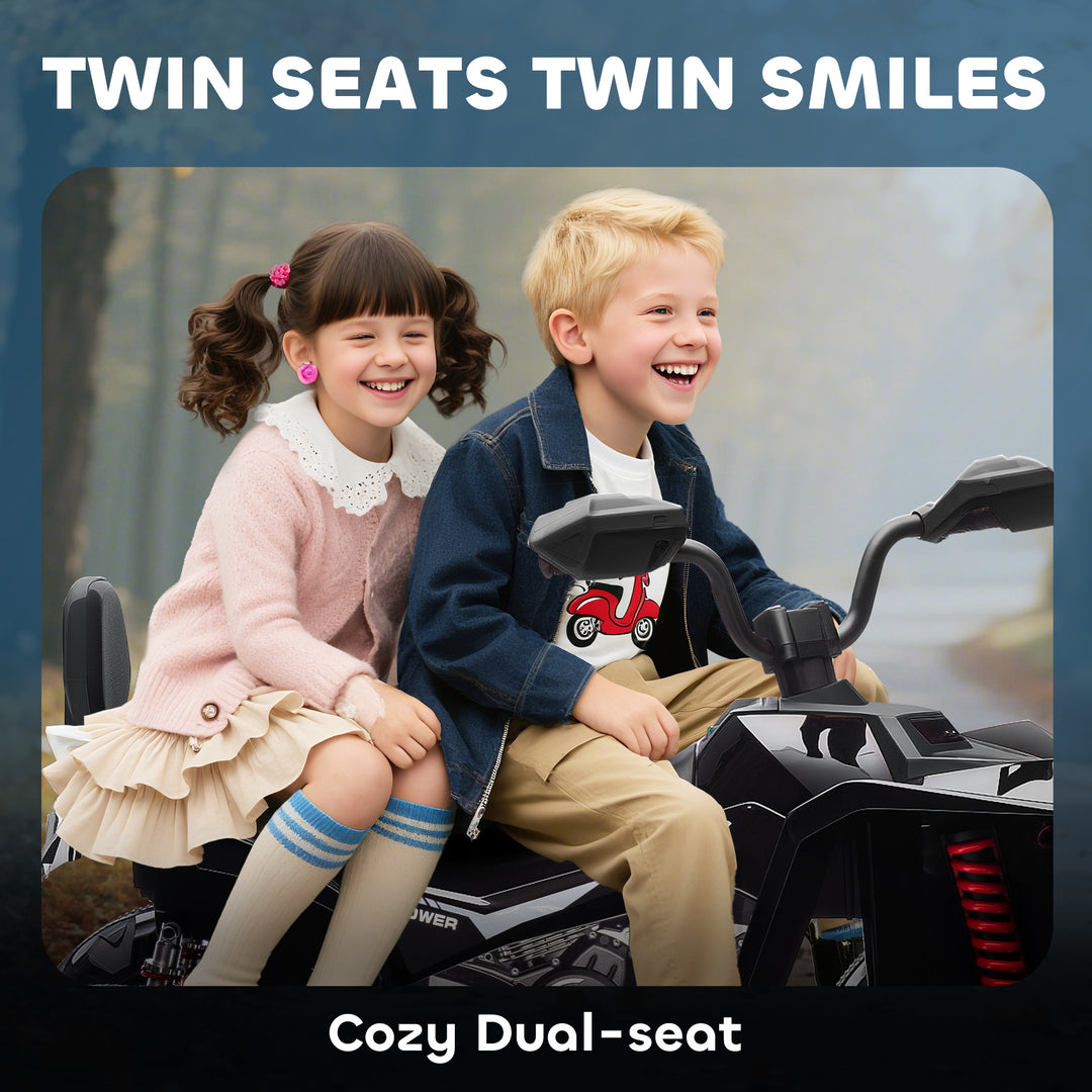 Qaba 2-Seater All-Terrain 4 Wheeler, 24V Kids ATV Ride-On, Electric Quad Car with Dual Motor, for Boys and Girls, Pink