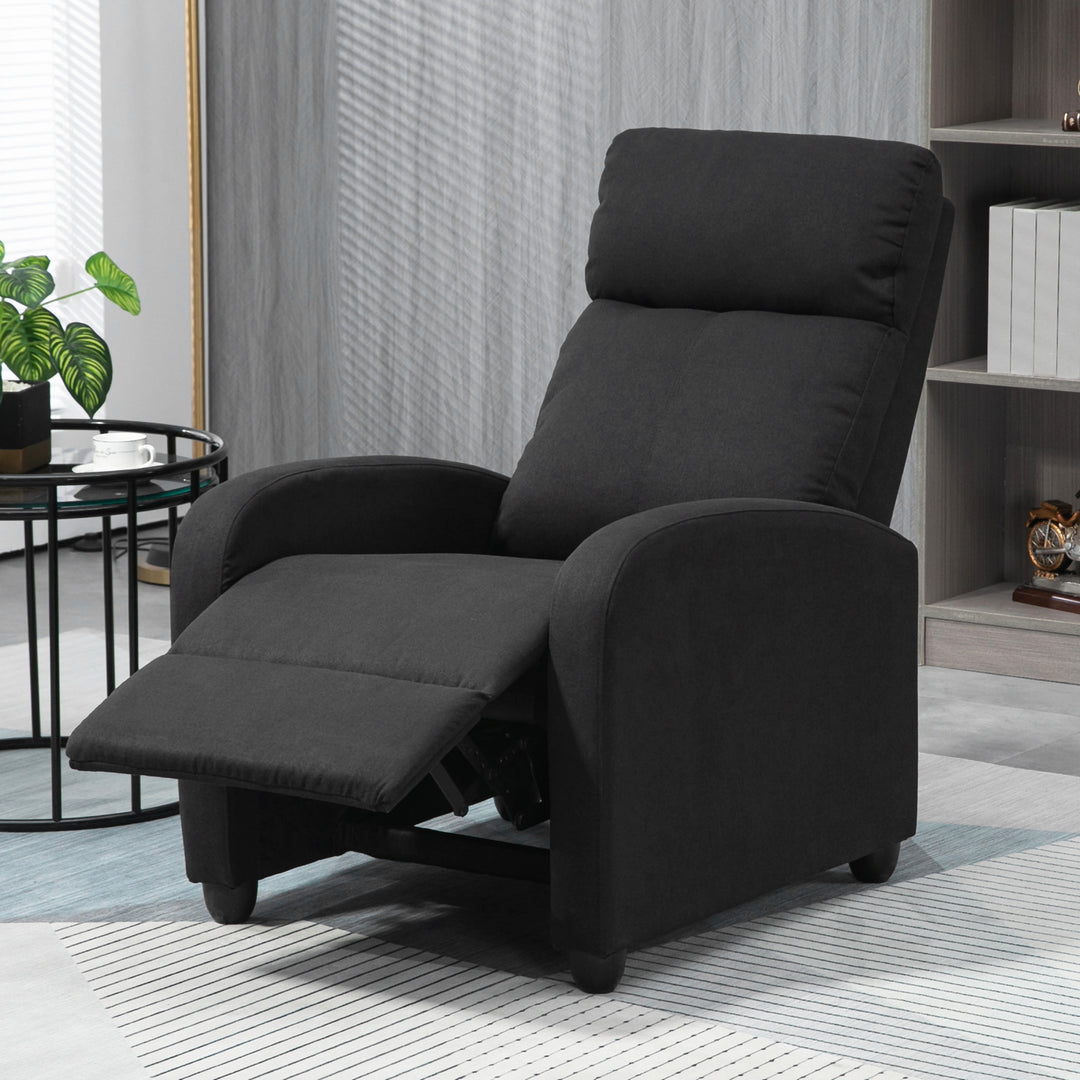 HOMCOM Fabric Recliner Chair Manual Home Theater Seating Single Reclining Sofa Chair with Padded Seat for Living Room, Dark Grey
