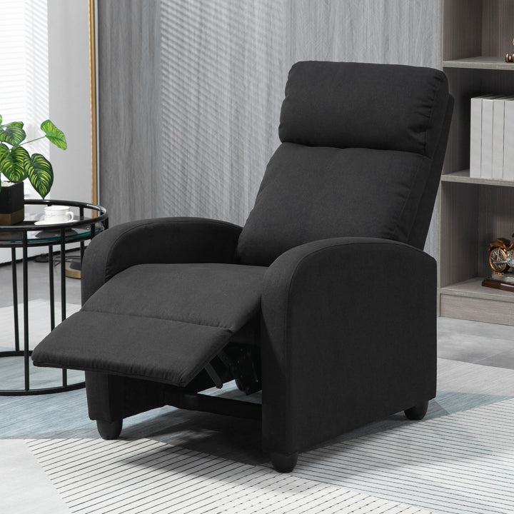 HOMCOM Fabric Recliner Chair Manual Home Theater Seating Single Reclining Sofa Chair with Padded Seat for Living Room, Dark Grey