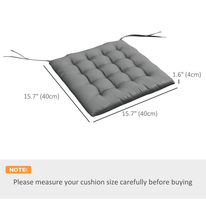 Outsunny 6-Piece Seat Cushion Pillows Replacement, Button Tufted Patio Chair Cushions Set with Ties, Charcoal Grey