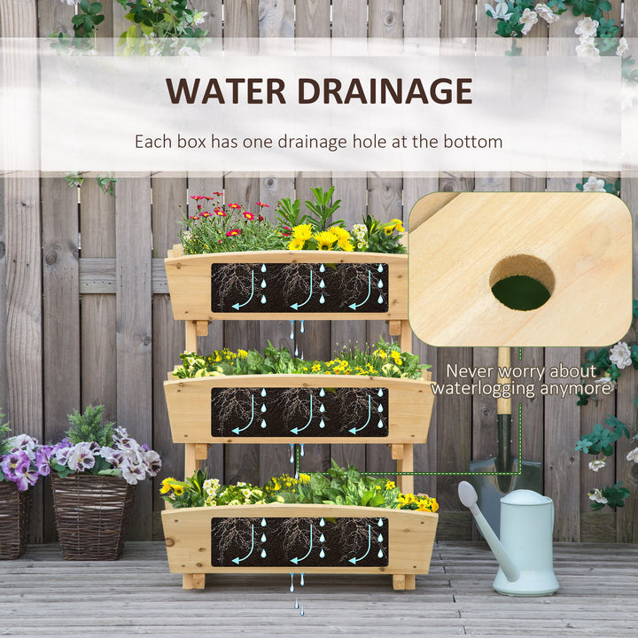 Outsunny 3 Tier Raised Garden Bed, Vertical Wooden Elevated Planter Box Kit, Plant Stand for Flowers, Vegetables, Herbs