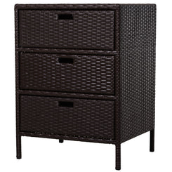 Outsunny 32" Poolside Rattan Wicker Patio Organizer Storage Cabinet Bathroom Storage w/ 3 Large Drawers Garden Outdoor