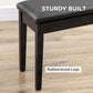 HOMCOM Classic Piano Bench Stool, PU Leather Padded Keyboard Seat with Rubber Wood Legs and Music Storage Compartment, Smooth Seat, Black