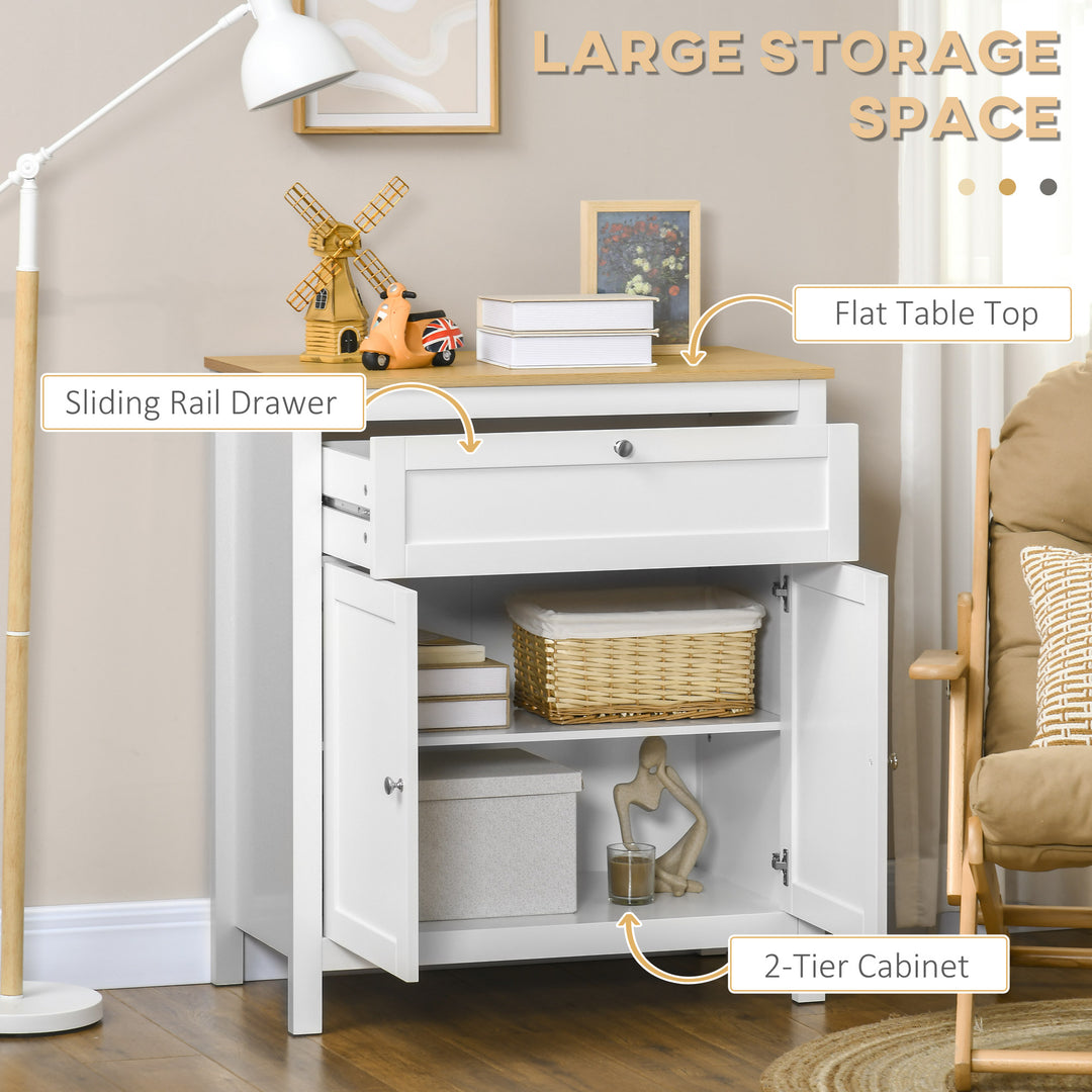 HOMCOM Sideboard Cabinet, Buffet Table with Drawer, Double Door Cupboard and Adjustable Shelf for Living Room, Entryway, White