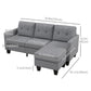 HOMCOM L-shaped Sofa, 3 Seater Couch with Ottoman, Corner Sofa with Thick Padded Cushion and Wood Legs, Dark Grey