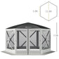 Outsunny 12' x 12' Hexagon Automatic Pop Up Screen Tents Camping Shelter Picnic Canopy Outdoor Sun Shade w/ Mesh Sidewalls and Carry Bag Beige