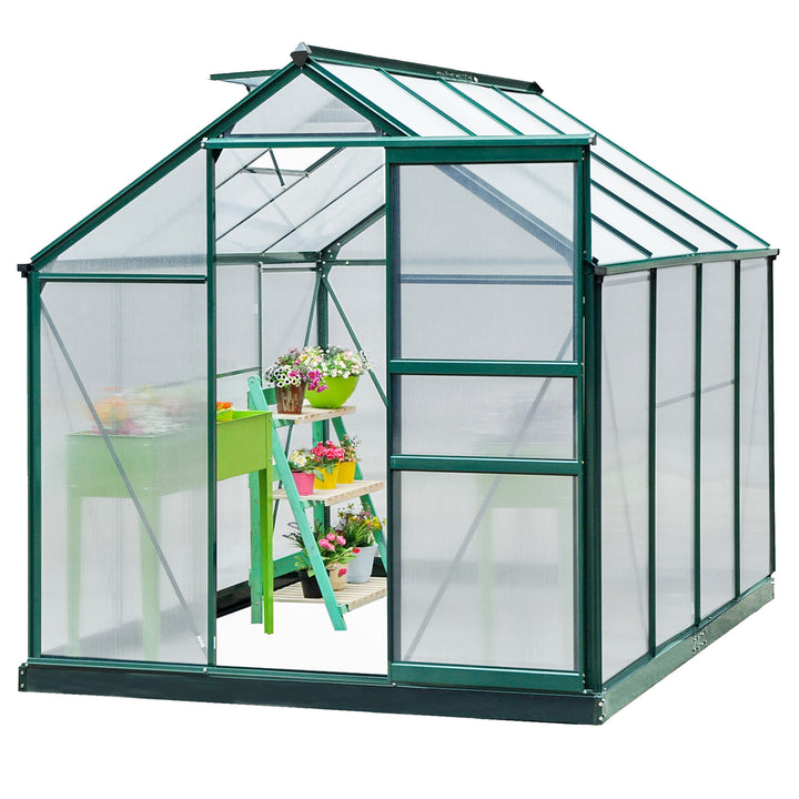 Outsunny 6' x 8' Greenhouse Clear & Twin Wall Panels Green Frame Press to Select